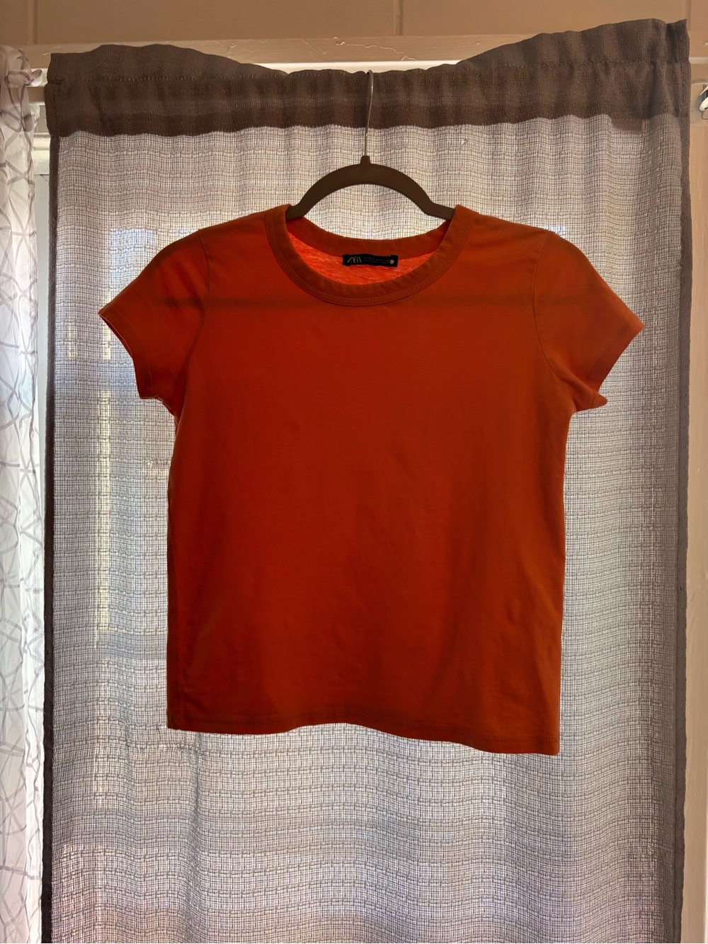 Zara Bright Orange Crewneck Short Sleeve Tee